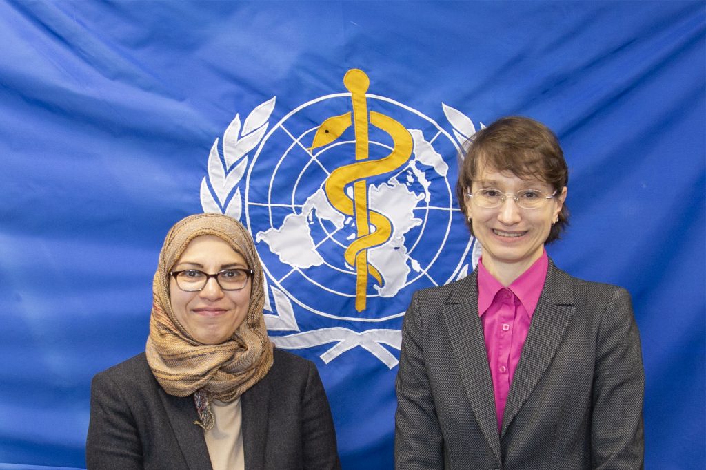 From left to right: Dr Samar Alhomoud, Chair of the IARC Ethics Committee, and Dr Elisabete Weiderpass, Director of the International Agency for Research on Cancer (IARC)